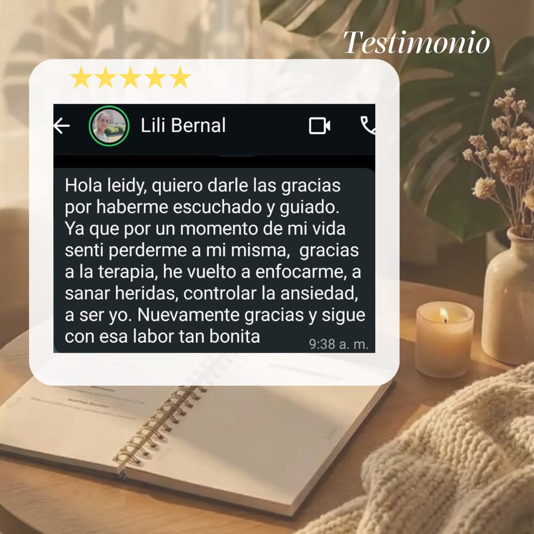 Testimonio 9 de una paciente sobre el acompañamiento psicoterapéutico de Leidy Rivillas