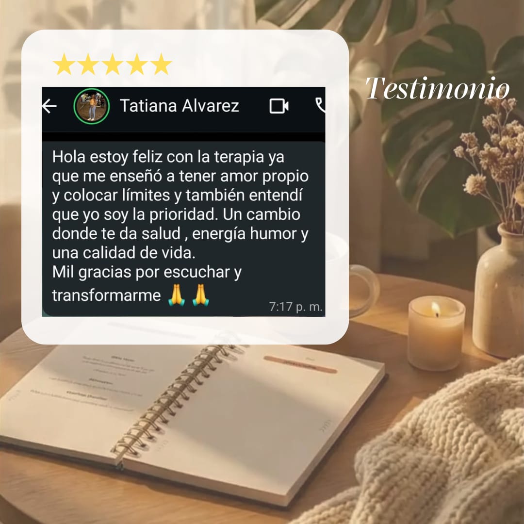 Testimonio 7 de una paciente sobre el acompañamiento psicoterapéutico de Leidy Rivillas