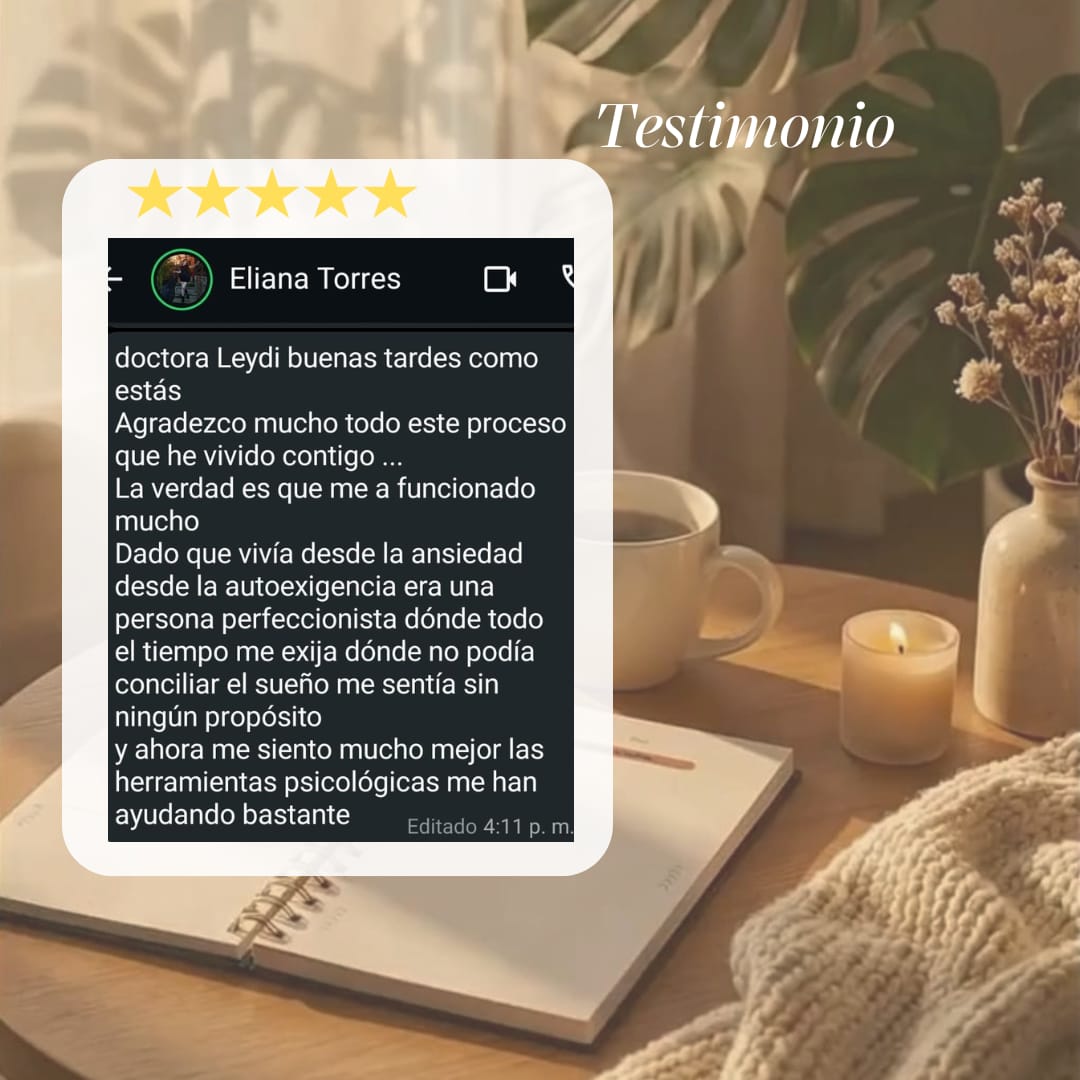 Testimonio 8 de una paciente sobre el acompañamiento psicoterapéutico de Leidy Rivillas