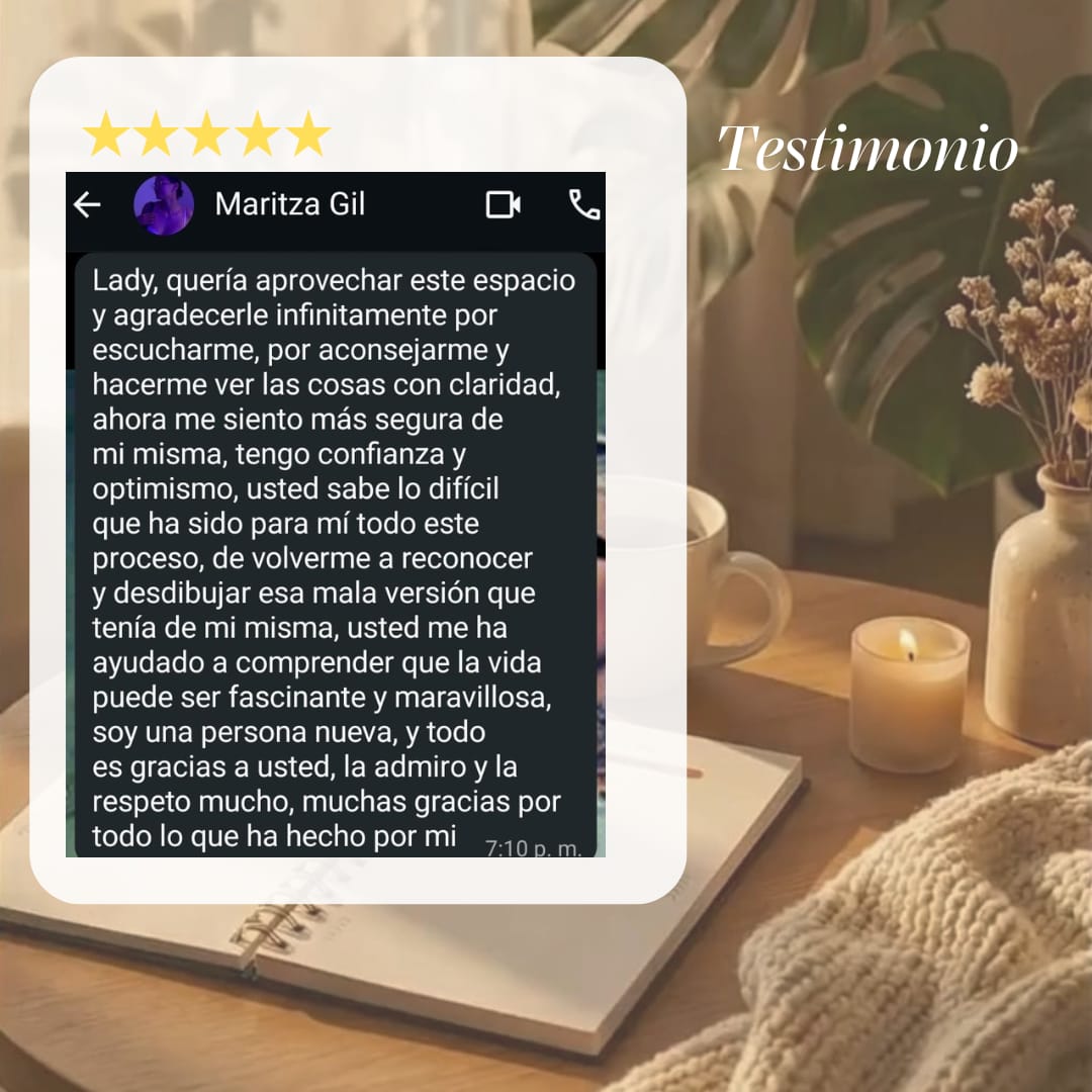 Testimonio 6 de una paciente sobre el acompañamiento psicoterapéutico de Leidy Rivillas