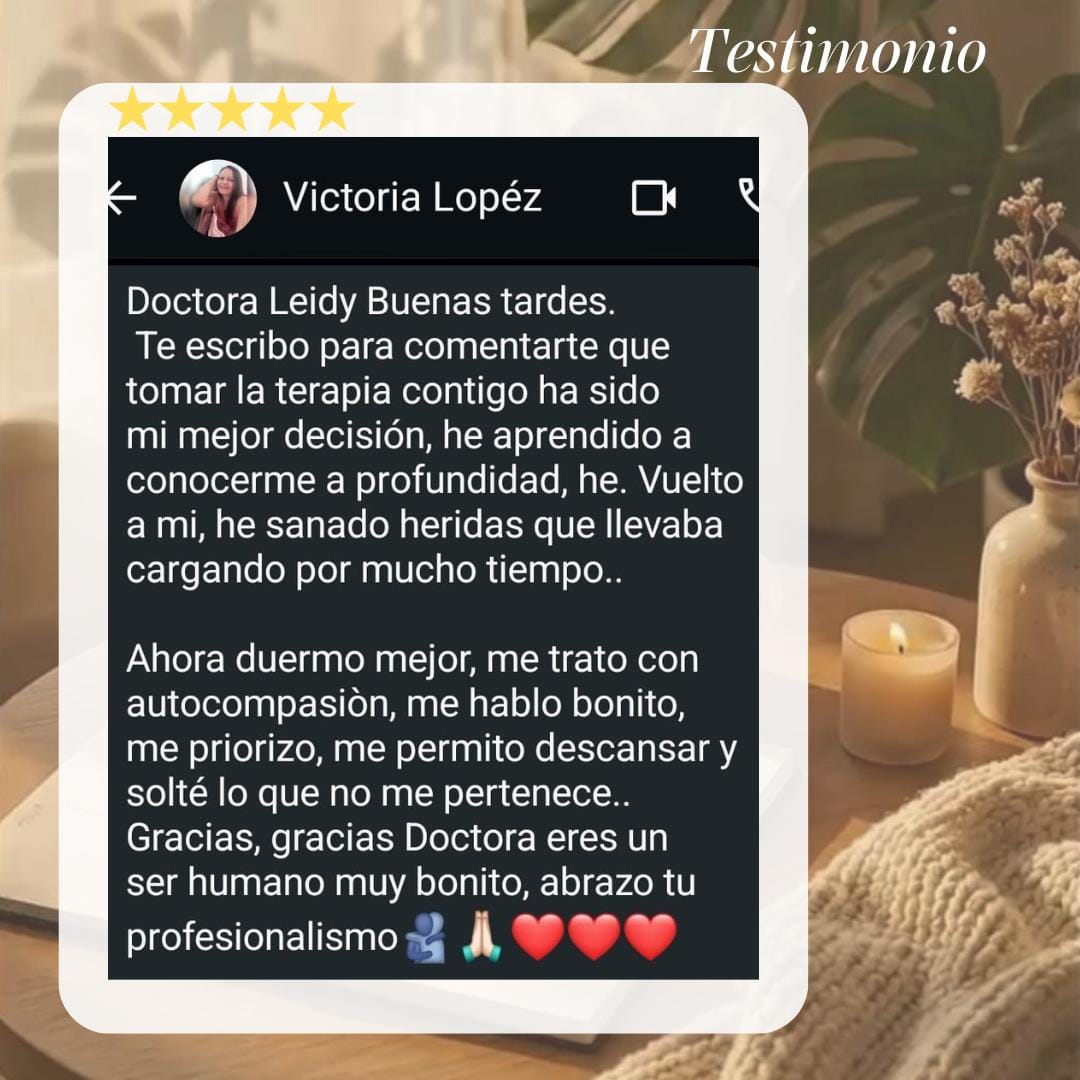 Testimonio 10 de una paciente sobre el acompañamiento psicoterapéutico de Leidy Rivillas