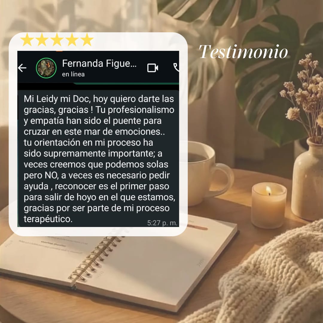 Testimonio 4 de una paciente sobre el acompañamiento psicoterapéutico de Leidy Rivillas